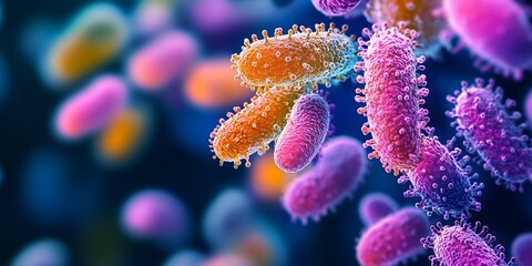 Fototapeta premium Close-up of bacteria under a microscope