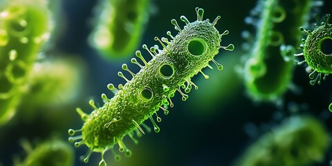 Naklejka premium Close-up of bacteria under a microscope