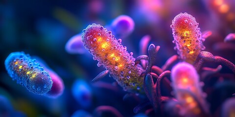 Fototapeta premium Close-up of bacteria under a microscope