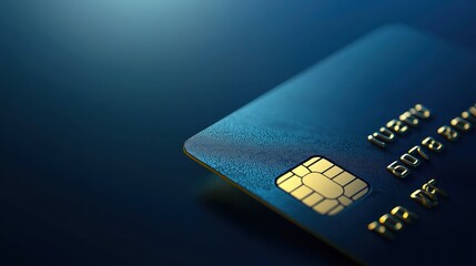 Closeup of a credit card with a chip on a dark surface, highlighting the concept of digital payments and modern financial transactions.
