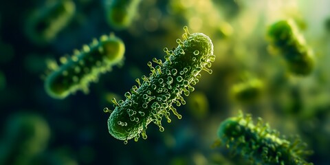 Fototapeta premium Close-up of bacteria under a microscope