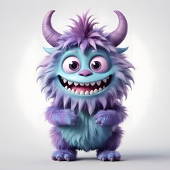 Fototapeta premium Cute monster and demon on white background Created with Generative AI technology.