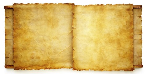 Ancient manuscript pages with yellowed parchment texture and subtle wrinkles, historical documents, yellowed, vintage