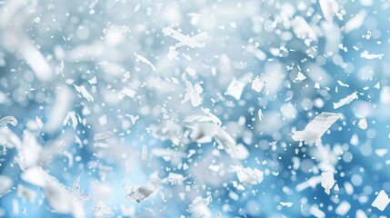 White confetti swirling in a winter wonderland themed party