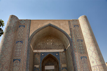 Majestic gateway of Bibi-Khanym mosque, historic silk road, Samarkand