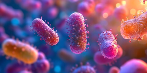 Naklejka premium Close-up of bacteria under a microscope