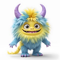 Cute monster and demon on white background Created with Generative AI technology.