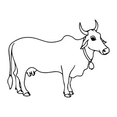 Hand drawn Cow outline illustration