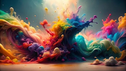 Stunning Ink Splat Abstract Art in Panoramic View for Creative Backgrounds and Designs