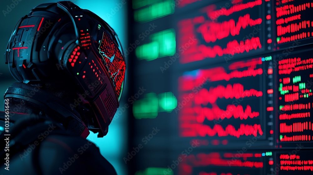 Aufkleber exploring the intersection of cyber technology and human interaction in a futuristic environment wit