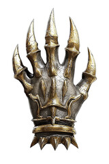 Stylized metallic claw design, white background, transparent background
