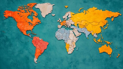 Exploring the global diversity a colorful representation of continents and regions on a world map