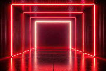 Abstract futuristic background with neon red lights
