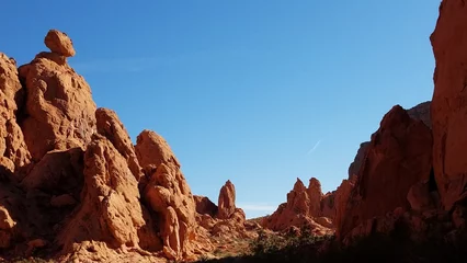 Acrylglasbilder Braun Red Rock Formations in Shadows at Valley of Fire State Park, Nevada, USA  © Angela