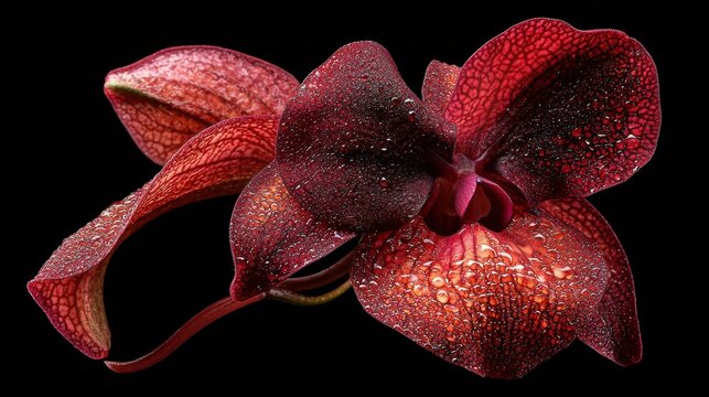 Deep burgundy milt onia orchid with waterfall petals