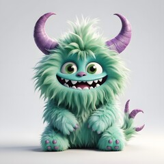 Cute monster and demon on white background Created with Generative AI technology.
