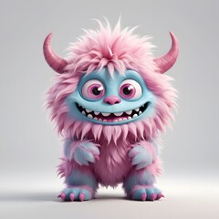 Naklejka premium Cute monster and demon on white background Created with Generative AI technology.