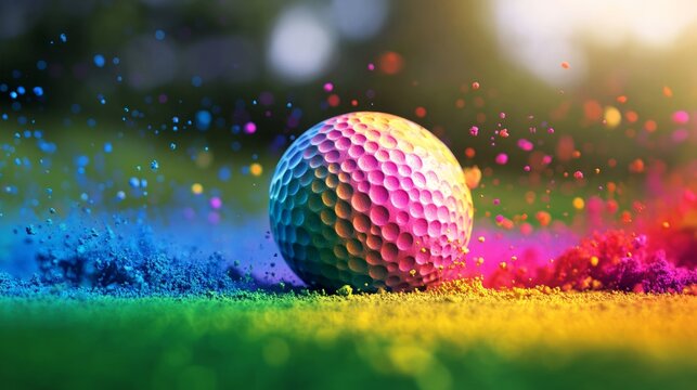 Vibrant Golf Graphics, a dynamic design featuring multicolored splats, ideal for sports branding, marketing materials, and creative projects related to golf.