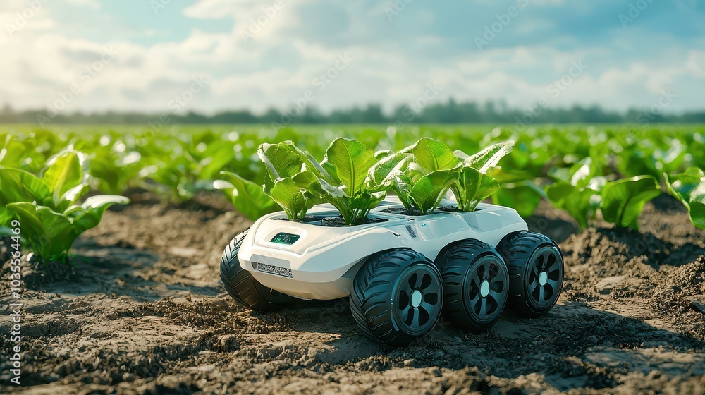 Aufkleber design an automated irrigation system using mechatronics for precision agriculture, autonomous robot