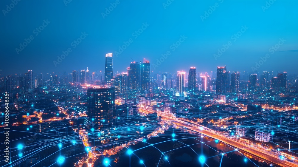 Poster wireless network and connection city.