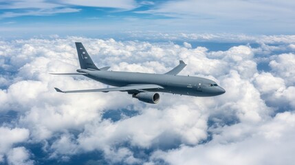 Obraz premium US military jet refueling mid-air, precise coordination between aircraft 
