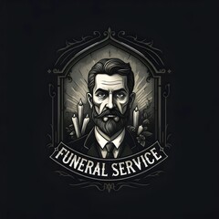 icon, logo for funeral services on a black background.	
