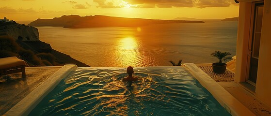 Cinematic street photo of a swimming woman, freestyle, swimming smoothly, flowing over the water, absolute calm water, swimming pool, wearing summer hat, Generative Ai