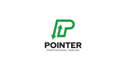 Minimal letter p pointer logo design vector template