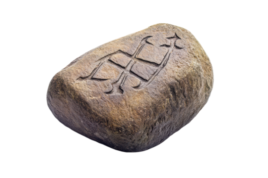 Isolated Ancient Rune Stone on transparent Background Suitable for Historical Illustrations and Educational Materials