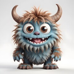 Naklejka premium Cute monster and demon on white background Created with Generative AI technology.