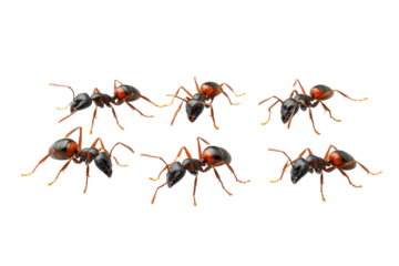 Close-Up of Ants Isolated on a transparent Background for Scientific and Educational Use in Presentations