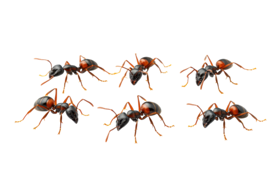 Close-Up of Ants Isolated on a transparent Background for Scientific and Educational Use in Presentations