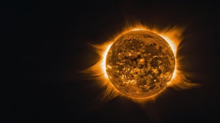 Naklejka premium Sun, Ray, Light, Glow, Radiation, Planet, Space, Universe, Lava, Magma, Radiation, Eclipse, Heat, Sunstroke