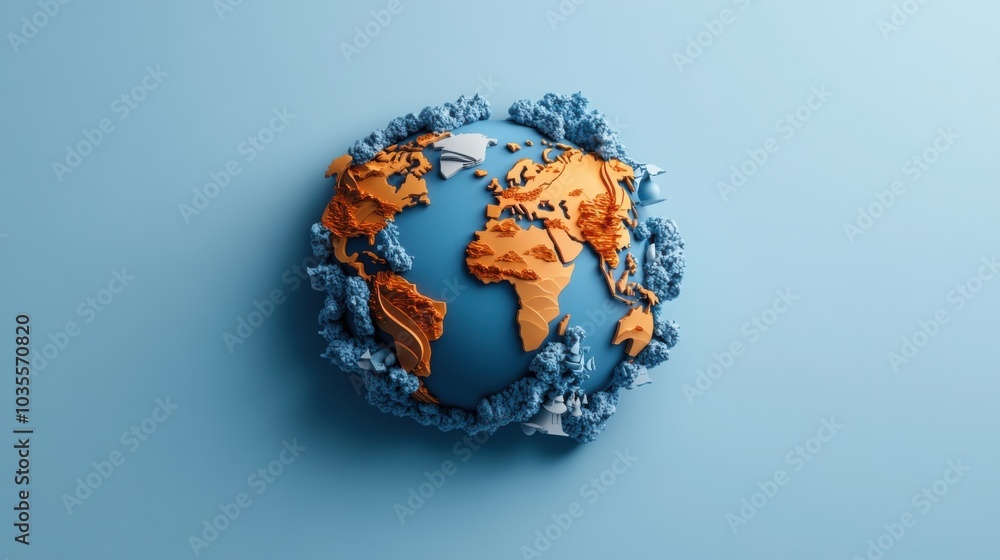Poster global concept with clean background and vector elements