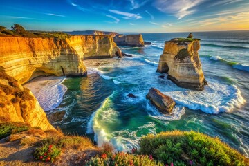 Stunning Urban Exploration of Santa Cruz Shark Fin Cove with Dramatic Cliffs and Ocean Views
