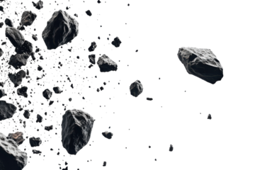 Isolated Asteroid Field Displayed Against a transparent Background for Use in Scientific Illustrations and Space-Themed Designs