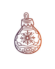 New Year's toy with hand-drawn patterns. Original vector illustration in vintage style. T-shirt design.