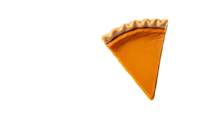 Slice of pumpkin pie isolated on transparent background, dessert concept