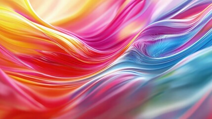 Obraz premium Abstract flowing waves of vibrant liquid paint are set against a solid white background for high quality commercial digital art designs.