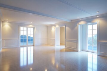Fototapeta premium 3D Illustration of a White Empty Room with Tilt-Shift Photography Effect for Interior Design Projects