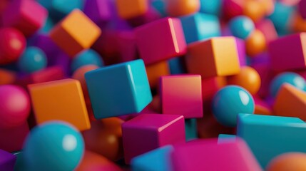 Obraz premium Colorful cubes and spheres. 