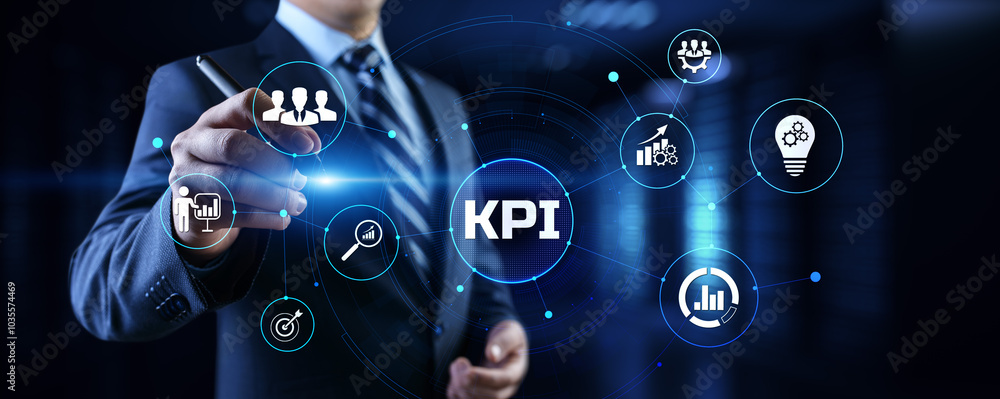 Poster kpi key performance indicator business and technology concept on screen.
