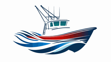 Naklejka premium Illustration of a fishing boat. Fishing. Fishing vessel.