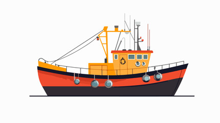 Illustration of a fishing boat. Fishing. Fishing vessel.