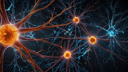 A 3D rendering of a neuron, a nerve cell that transmits electrical and chemical signals throughout the body
