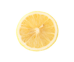 Top view of fresh ripe yellow lemon fruits in half isolated with clipping path in png file format