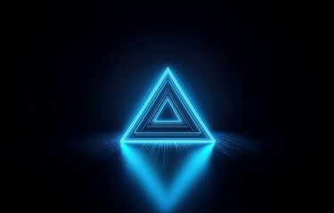 A glowing blue triangle shape stands out against a dark background.