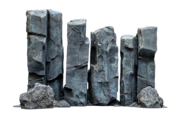 Elegant Isolated Basalt Columns on transparent Background for Modern Design and Creative Projects