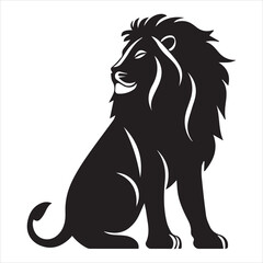 logo of a silhouette of a lion sitting sideways, on a white background
