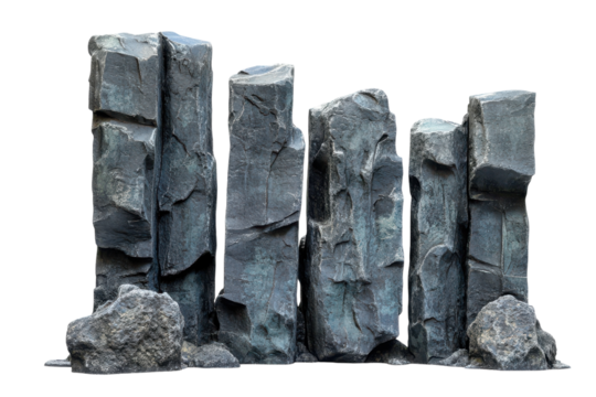 Elegant Isolated Basalt Columns on transparent Background for Modern Design and Creative Projects